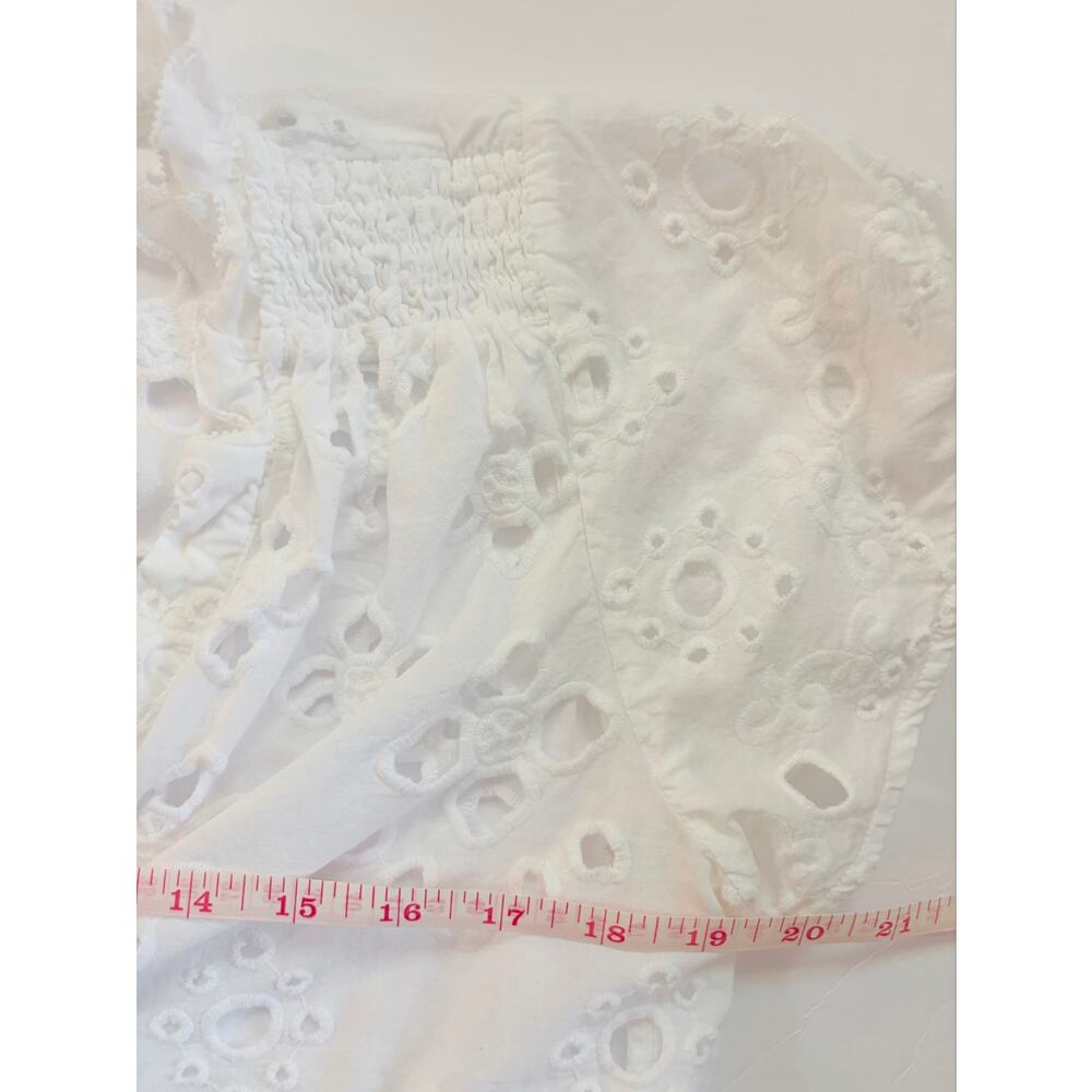 Figue Fia Eyelet Top White Chalk Size S 100% Cotton V Neck Button Blouse - Picture 5 of 9